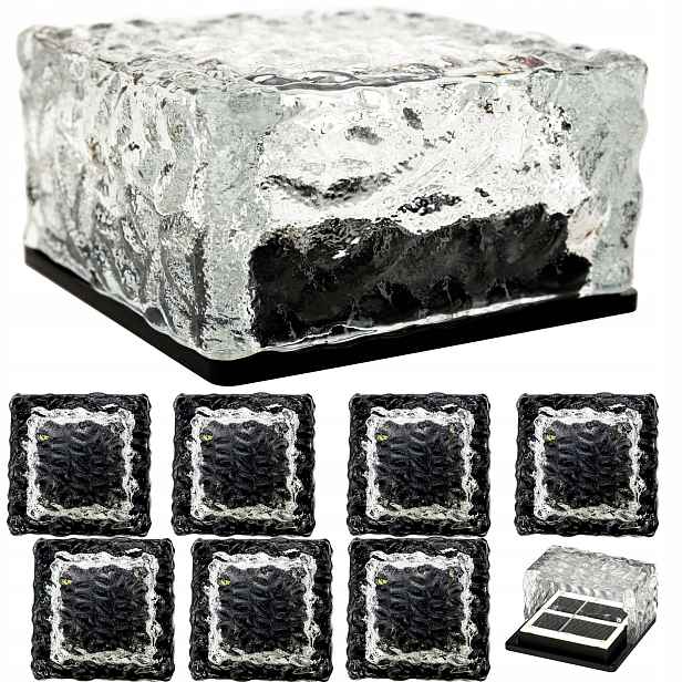 Solární Zahradní Lampa Nájezdová Led 8x Ledové kostky 10x10 Vodotěsná