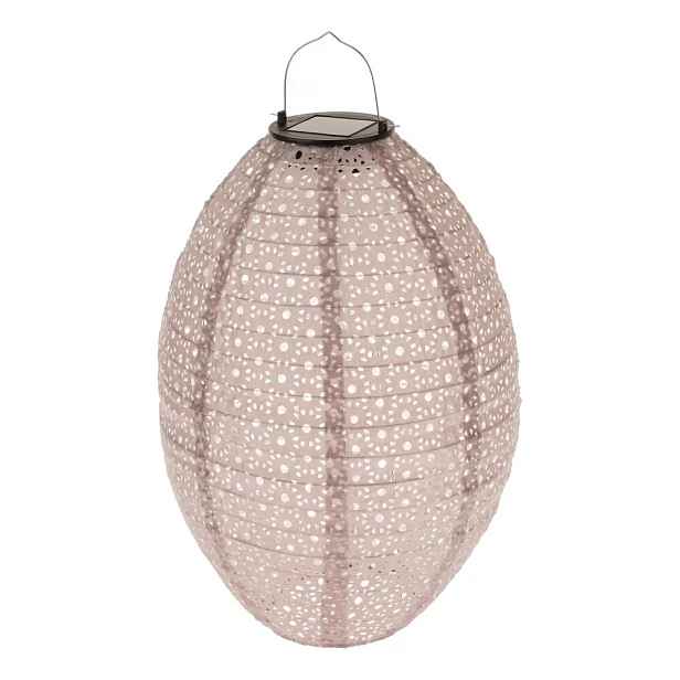 Textilní venkovní lampion se solárním LED světlem, 25 cm, hnědá