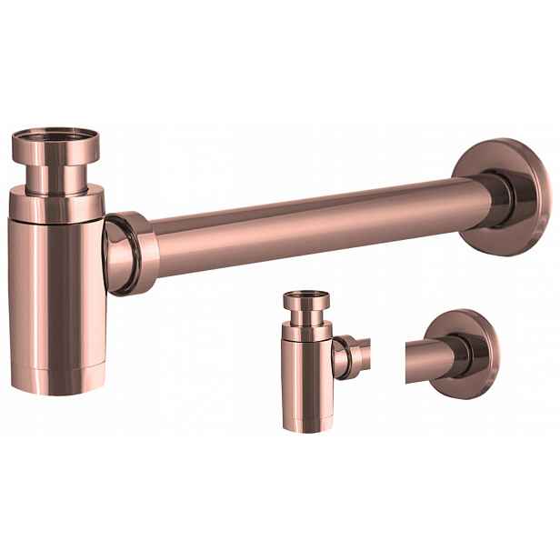 Umyvadlový Sifon Mosazný Koupelnový Měděný Rose Gold Univerzální