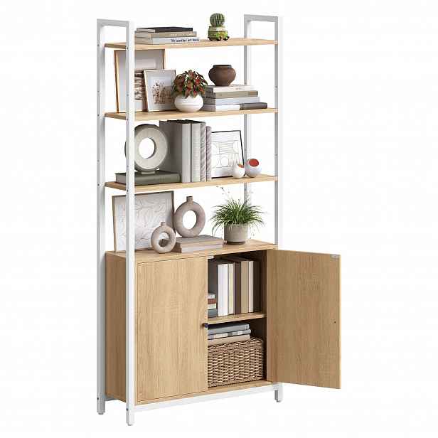 Vasagle Regál s 6úrovňovou skříňkou 60 x 24 x 159,5 cm žlutý a bílý č.