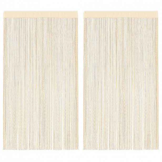 vidaXL Provázkové záclony, 2 ks, 100x250 cm, krémová