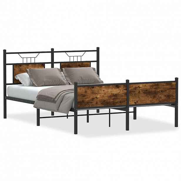vidaXL Rám postele bez matrace kouřový dub 140x190 cm kompozitní dřevo