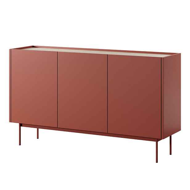 MASSENO KOMODA COLORE, 144/83/37 cm se 3 dvířky, červená