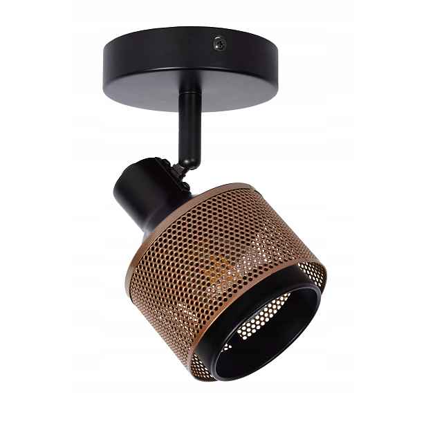 Stropní lampa loftová kovová černá zlatá reflektorová Lucide