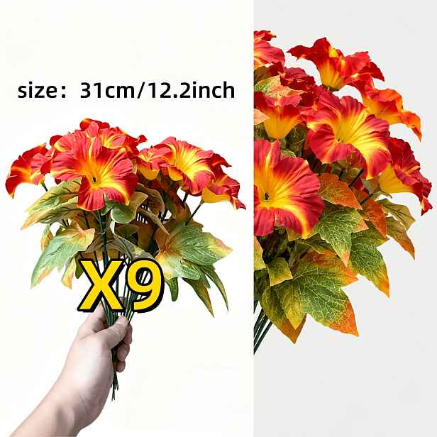 TEMU 9 svazků umělých podzimních květin na svátky, venkovní slavnostní dekorativní květiny, smíšené umělé chryzantémy, svazky chryzantém, podzimní