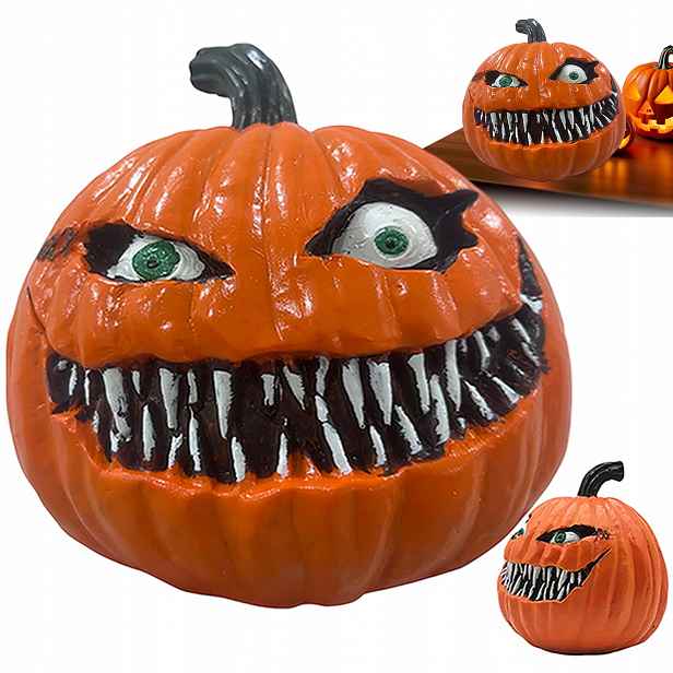 Dýně Oranžová Pryskyřice 20x19x20 cm Halloween Dekorace Na Psací Stůl