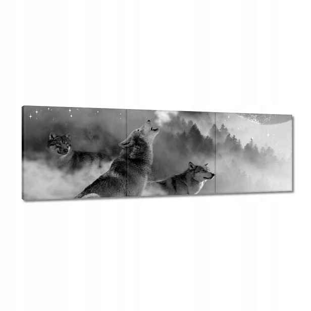 Obrazy 120x40 Vlk vyjící k měsíci