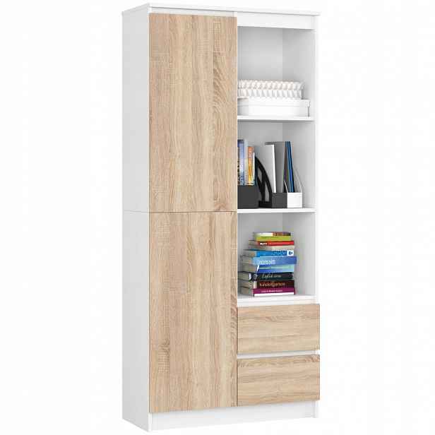 Kancelářský regál R11 Clp 80 cm bílý-sonoma na knihy Akd