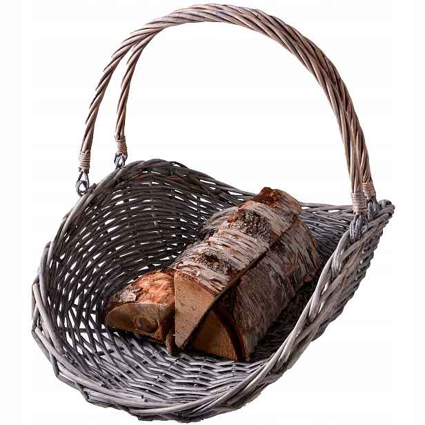 Koš Na Krbové Dřevo S Úchytem Dřevěný Přírodní košík 50 cm
