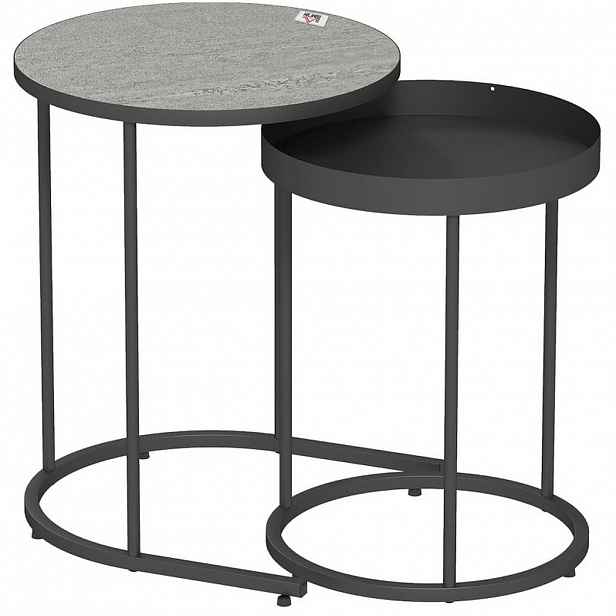 OKWISH SADA odkládacích stolků 42/42/54 cm šedá z kovu se zasouvacím provedením