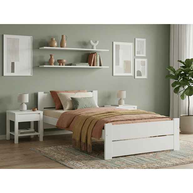 Postel IKAROS DOUBLE 90 x 200 cm, bílá Rošt: S laťkovým roštem, Matrace: Matrace Coco Maxi 20 cm