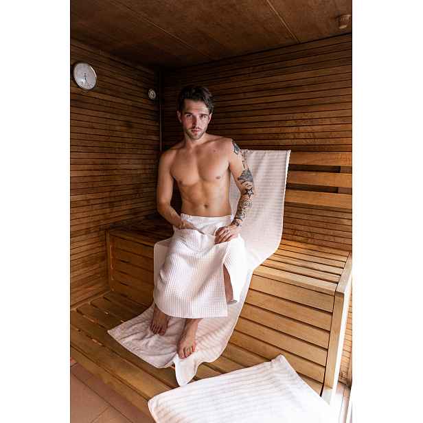 Vaflový kilt do sauny VitalHome Bez kapes 80x140 na suchý zip, pareo, bílý