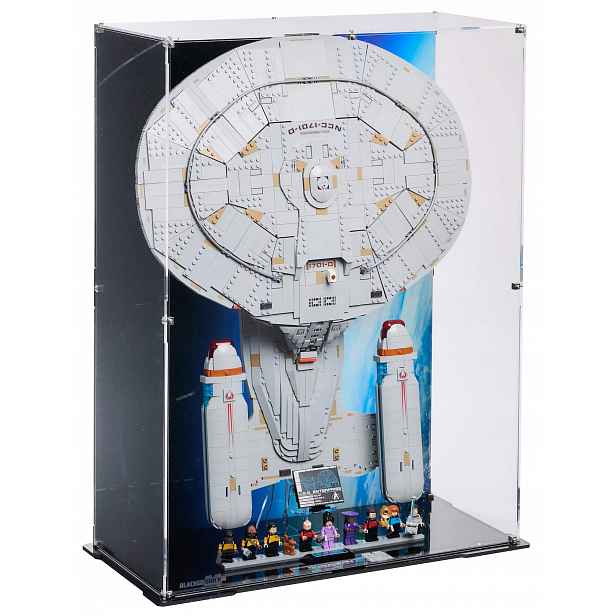 Vertikální vitrína s pozadím Blacked Brick pro Lego 10356 Icons Star Trek Usa