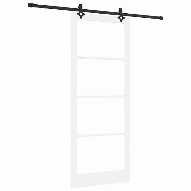 vidaXL Posuvné dveře Bílá 93 x 232 cm Masivní borové dřevo a sklo