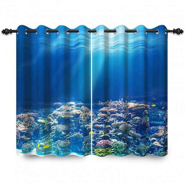 Zatemňovací závěsy na průchodkách 107 x 160 cm podmořský svět moře 2 ks