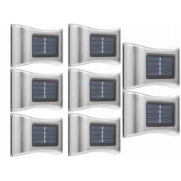 8 x Kovová Led Lampa Ozdobné Solární Nástěnné Svítidlo Venkovní Senzor Soumraku