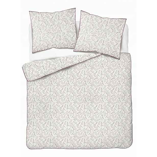Povlečení z perkálu 220x200 bílé s růžovými větvičkami květů Soft Garden