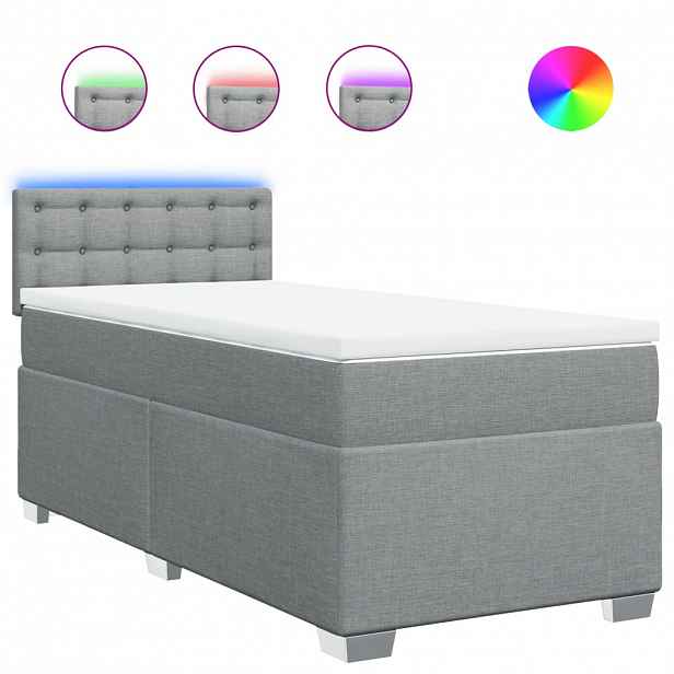 vidaXL Box spring postel s matrací světle šedá 90x190 cm textil