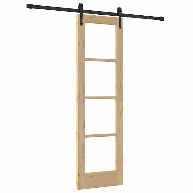 vidaXL Posuvné dveře 61 x 198,5 cm Masivní borové dřevo a sklo