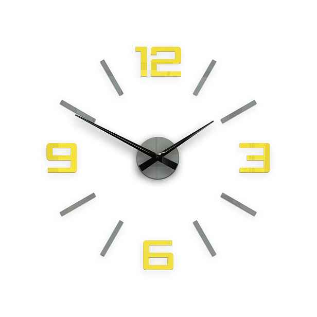 ModernClock 3D nalepovací hodiny Reden šedo-žluté