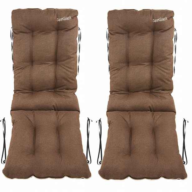 Polštář na židli 48x48x75 hnědý len set 2ks
