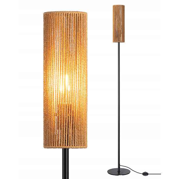 Stojací lampa do obývacího pokoje Edishine, Led lampa s tienidlem z tkaného lana, E27, 165 cm