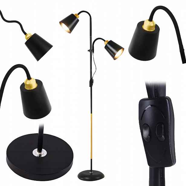 Stojací podlahová lampa Pro Čtení Do Obývacího Pokoje E27 Regulace 2 Lampy 190CM