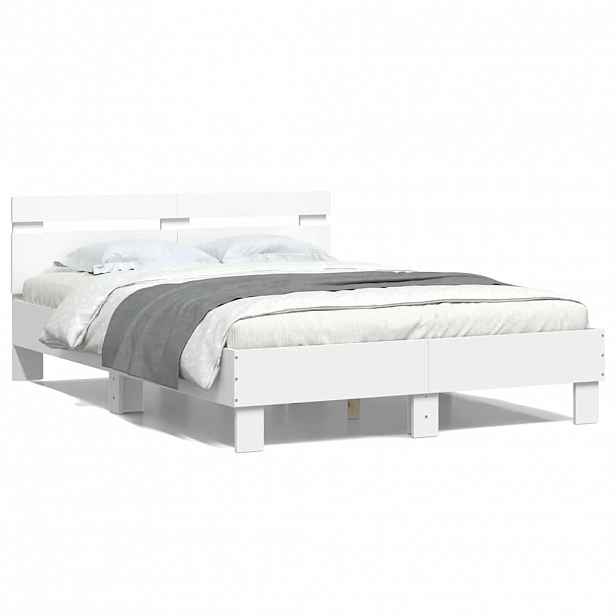 vidaXL Rám postele s čelem bílý 120 x 200 cm kompozitní dřevo