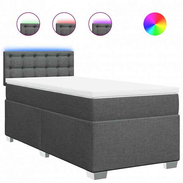 vidaXL Box spring postel s matrací tmavě šedá 90x190 cm textil