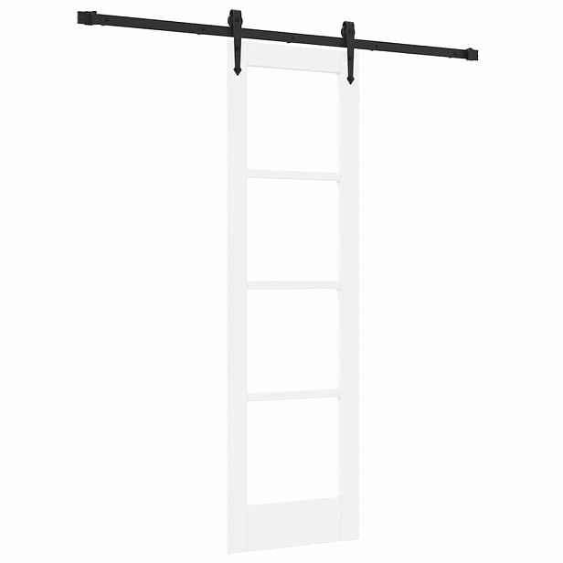 vidaXL Posuvné dveře 61 x 198,5 cm Masivní borové dřevo a sklo Bílá