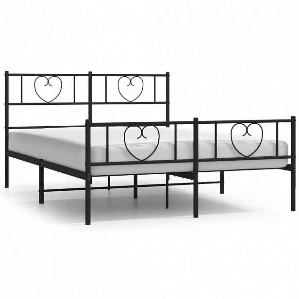 vidaXL Kovový rám postele bez matrace s nožním čelem černý 160x200 cm