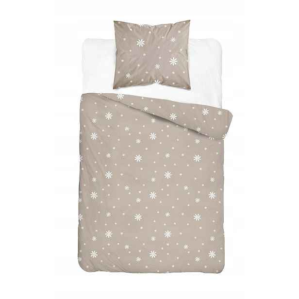 Povlečení 140x200 béžové s bílými květy Home Satin
