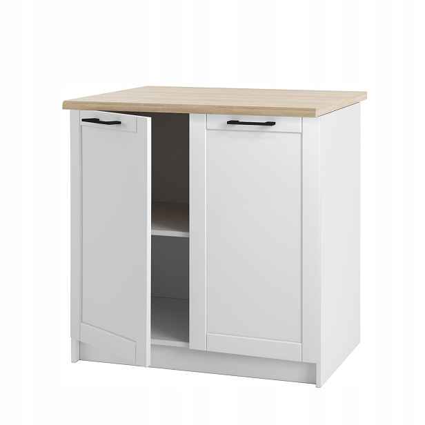 Stojící kuchyňská skříňka Rámeček Bílá Matná s pracovní deskou Široká 80 cm