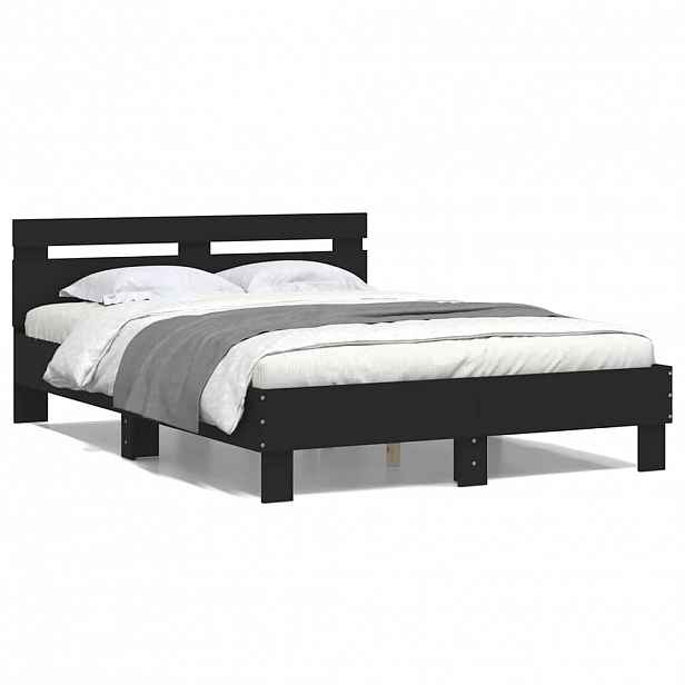 vidaXL Rám postele s čelem černý 120 x 200 cm kompozitní dřevo