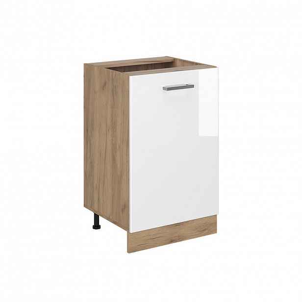 Vicco SPODNÍ SKŘÍŇKA KUCHYŇSKÉ LINKY R-Line, Bílá vysoký lesk/Zlatý mocný dub, 50 cm bez pracovní desky