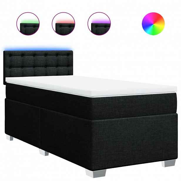 vidaXL Box spring postel s matrací černá 90x190 cm textil