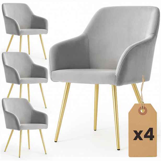 RAUMHIRSCH FURNITURE ČALOUNĚNÁ ŽIDLE, sada 4 ks, kovové nohy šedé, zlaté 54,5/83/58