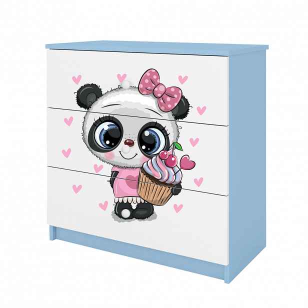 RAUMHIRSCH FURNITURE DĚTSKÁ KOMODA Panda s šuplíky v modré barvě
