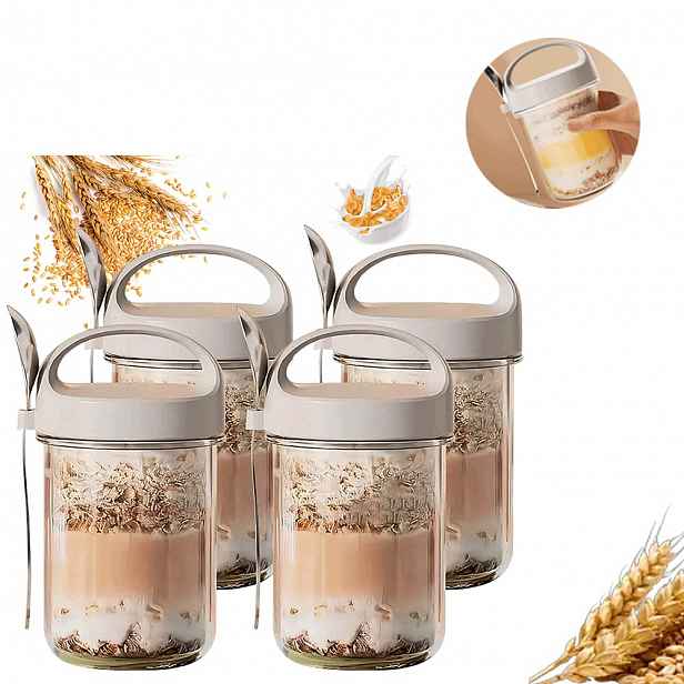 Sklenice Na Jogurt S Ovesnou Kaší Overnight Oats 4x+víko s rukojetí