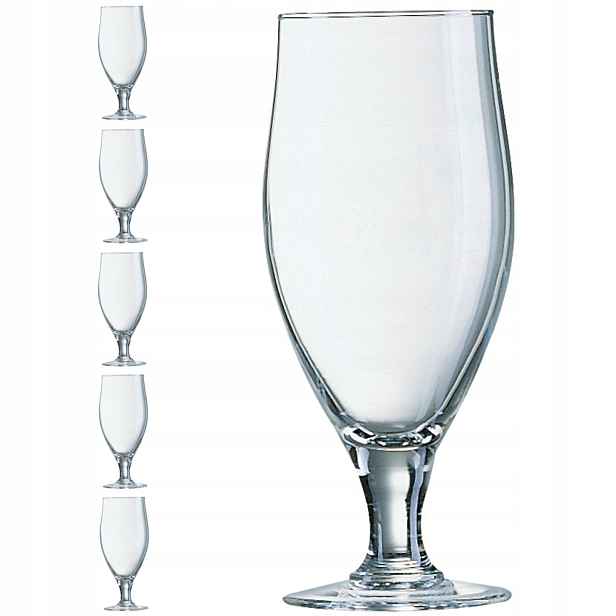 Sklenice na vodu a pivo na stopce Arcoroc Pokal Cervoise 380 ml, sada 6 ks