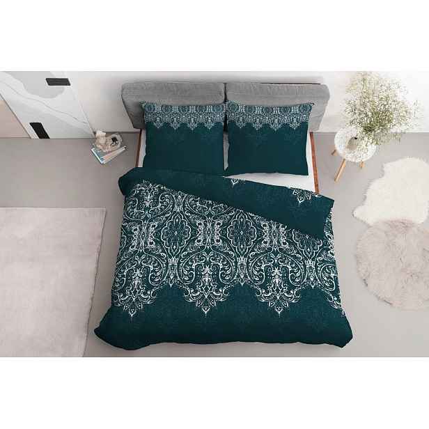 Povlečení saténové 140x200 tmavě tyrkysové glamour ornamenty Home Satin