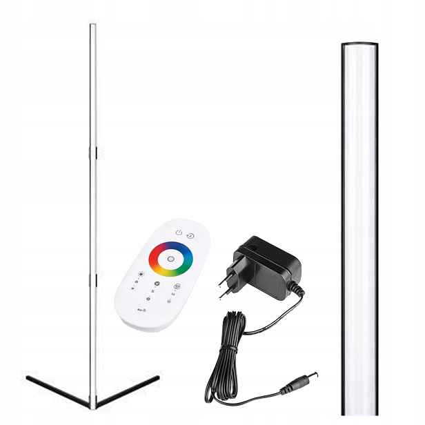 Rohová Led podlahová lampa Stojící Moderní 20W Rgb 140 Cm Černá Dálkový Ovladač