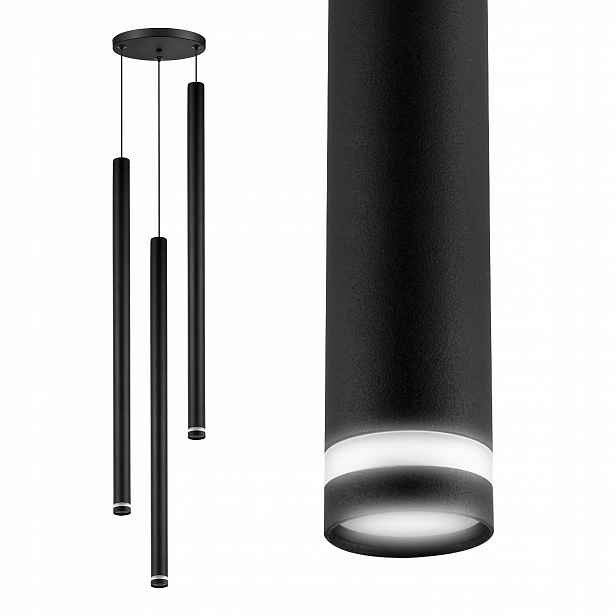 Závěsné Stropní Svítidlo Stropní Svítidlo Lustr Tuba Sopel Černá 3x G9 Modern