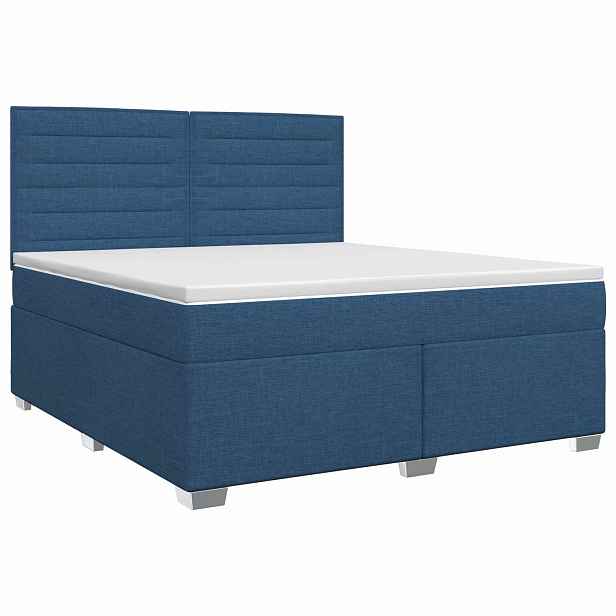 vidaXL Postel boxspring s matrací s čelo Modrá 160 x 200 cm Textil