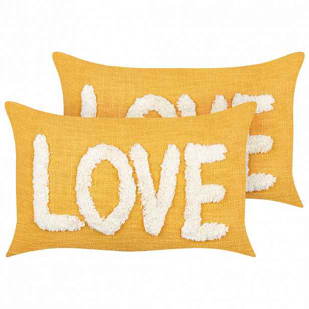 Beliani DEKORATIVNÍ POLŠTÁŘ sada 2 ks Žlutý 30/50 cm Love