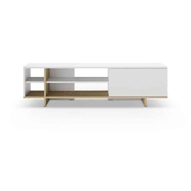 Bílý TV stolek v dekoru dubu 160x44 cm Cequoia – Marckeric
