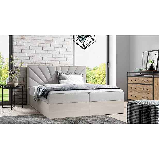 Čalouněná jednolůžková postel 120x220 CHANTELLE 7 - nordic teak / popelavá + topper ZDARMA