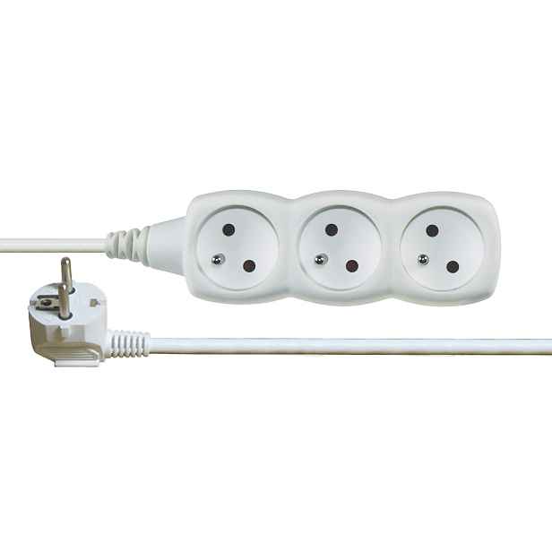Kabel prodlužovací 3zásuvka Emos bílá 5 m 1 mm2 IP 20