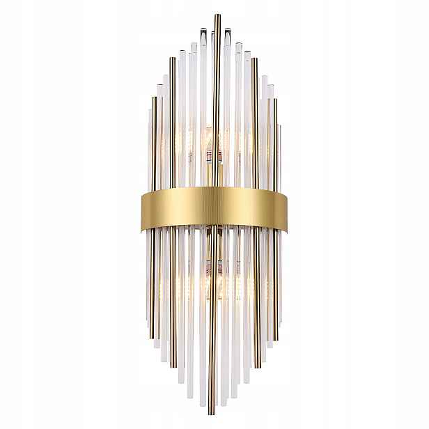 Nástěnná Lampa Glamour Zlatá Do Obývacího Pokoje E14x2 Transparentní Sklo Elegantní