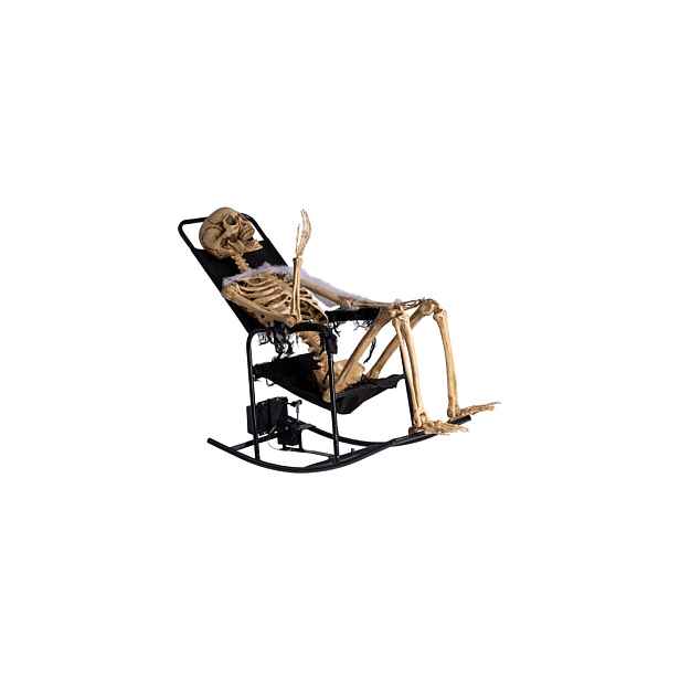 Velká stojící dekorace Kostra na houpacím křesle Halloween